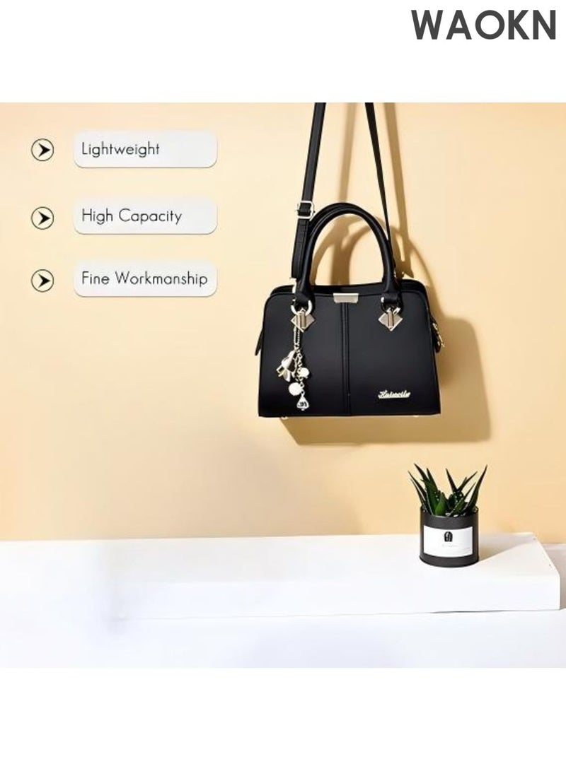 Elegant Women's Handbag Shoulder Bags , Backpacks Travel Bag , Shopper Satchel Messenger Messenger Bag , Pouch Waterproof PU Leather , Fashionable and versatile , large capacity handbag , unisex , black . - Image 4